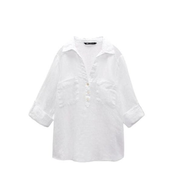 Zara Tops - ZARA LINEN SHIRT White SIZE XS | 2202/707/250
